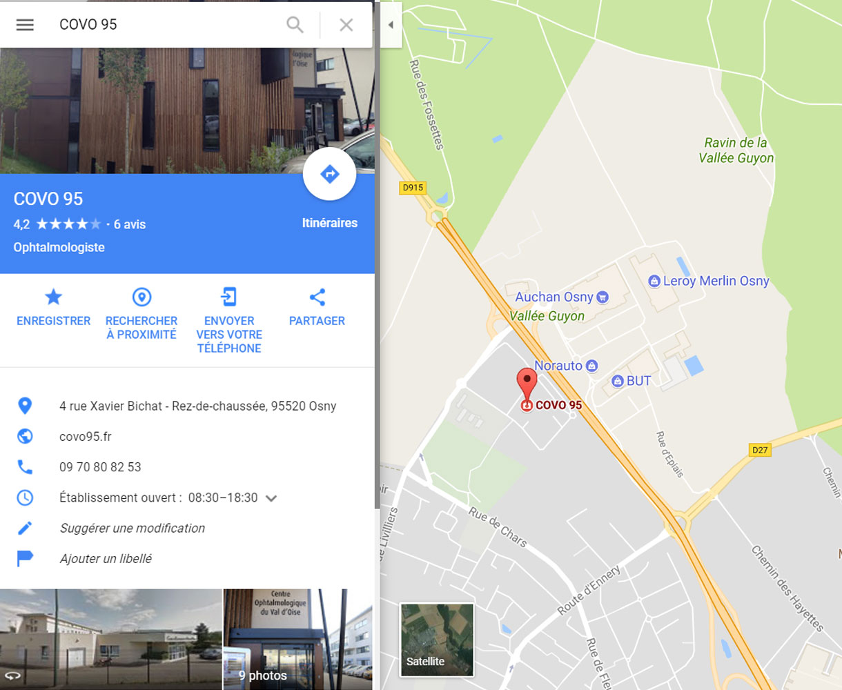 Optimisation Fiche Google My Business - Centre d'ophtalmologie